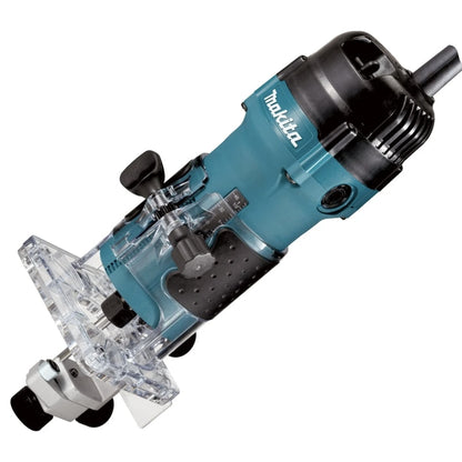 Freza electrica pentru taiere lemn, Makita, 530 W, 32000 rpm, profesional, cursa maxima 42 mm, 1.6 kg, 230 V, capacitate mandarina cu con elastic 6.35 mm, izolatie dubla, decupare muchie suprafete