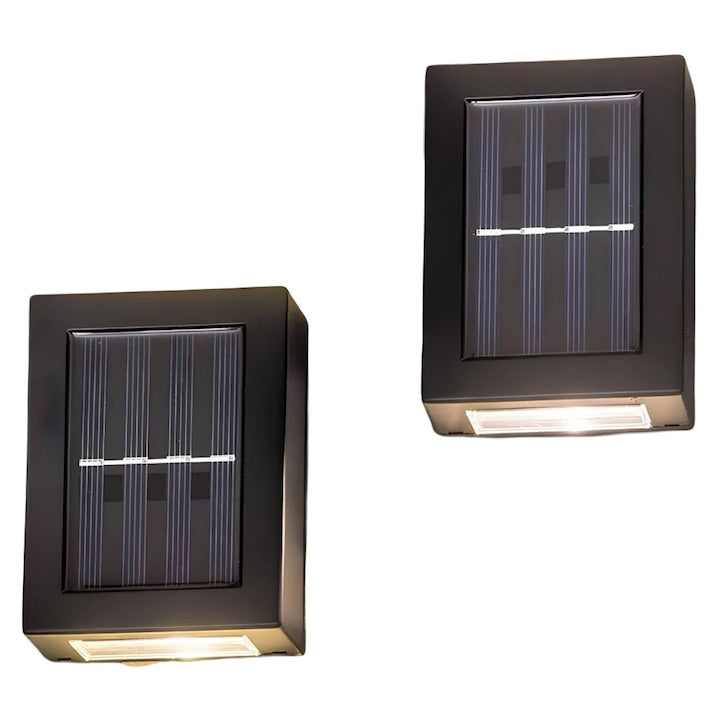Aplica solara LED Hoff, set 2 bucati, 5 lm, lumina calda, alb, IP44, 20.000 ore, autonomie 20 de ore