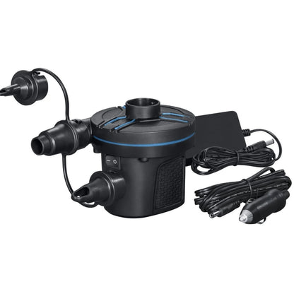 Pompa aer pentru produse gonflabile, electrica 12 / 220 V, Bestway AC / DC+ 3 adaptoare potrivite la aproape oricare valva de umflare, usoara, compacta, vacante sau excursii, umfla si dezumfla rapid