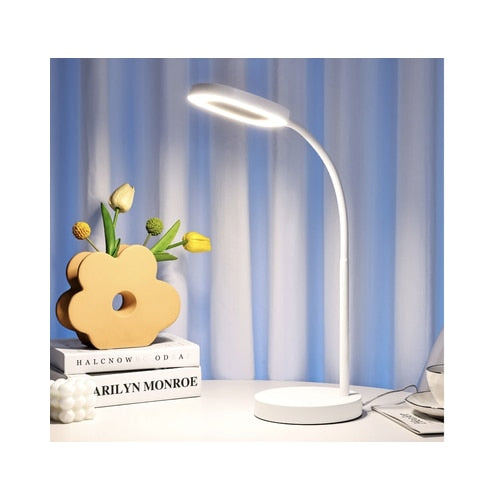 Veioza LED Hoff Mia, 8.5 W, 620 lm, lumina neutra, 4000 K, dimabil, alb, modern, trei trepte (10 %, 40 %, 100 %) prin comutator tactil, 1 kg, cablu 1.5 m, IP 20