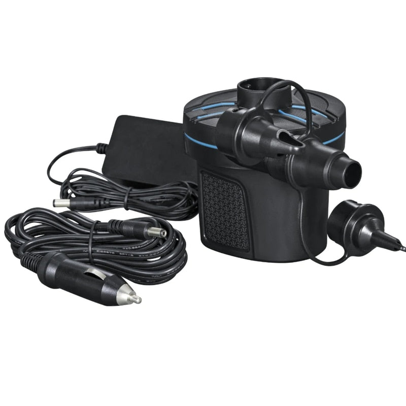 Pompa aer pentru produse gonflabile, electrica 12 / 220 V, Bestway AC / DC+ 3 adaptoare potrivite la aproape oricare valva de umflare, usoara, compacta, vacante sau excursii, umfla si dezumfla rapid