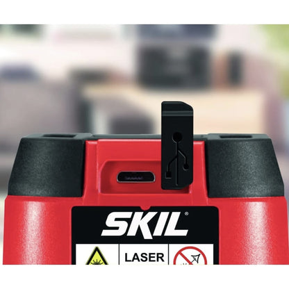 Nivela cu laser, cu linii in cruce, lumina rosie, Skil, cu autonivelare, domeniu de masurare 15 m, clasa laser 2, 16 ore functionare continua, 0.3 kg, include cablu incarcare USB, clema flexibila