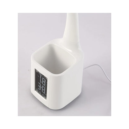 Veioza LED Hoff Box cu display, 4.5 W, 450 lm, lumina neutra, dimabil, afisare temperatura, ceas, data, alarma, alb, modern