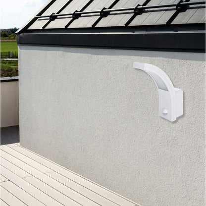Aplica exterior LED cu senzor Hepol, 10 W, 750 lm, IP 54, lumina neutra, 4000 K, alb, modern, 220V, 25.000 ore media de viata