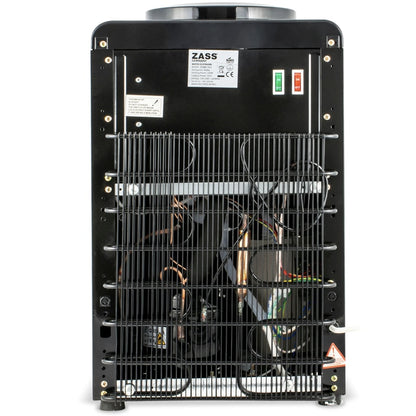 Dozator de apa Zass, putere incalzire 550 W, putere racire 50 W, indicatoare LED pentru apa calda si rece, termostat automat, negru, bidon superior 11 / 19 l, silentios, simplu, tava colectare apa