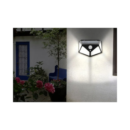 Lampa solara cu LED Hoff, 4 W, 280 lm, lumina rece, cu senzor de miscare, 3 moduri de iluminare, negru, IP65, exterior, modern, 6500K, 20.000 ore autonomie