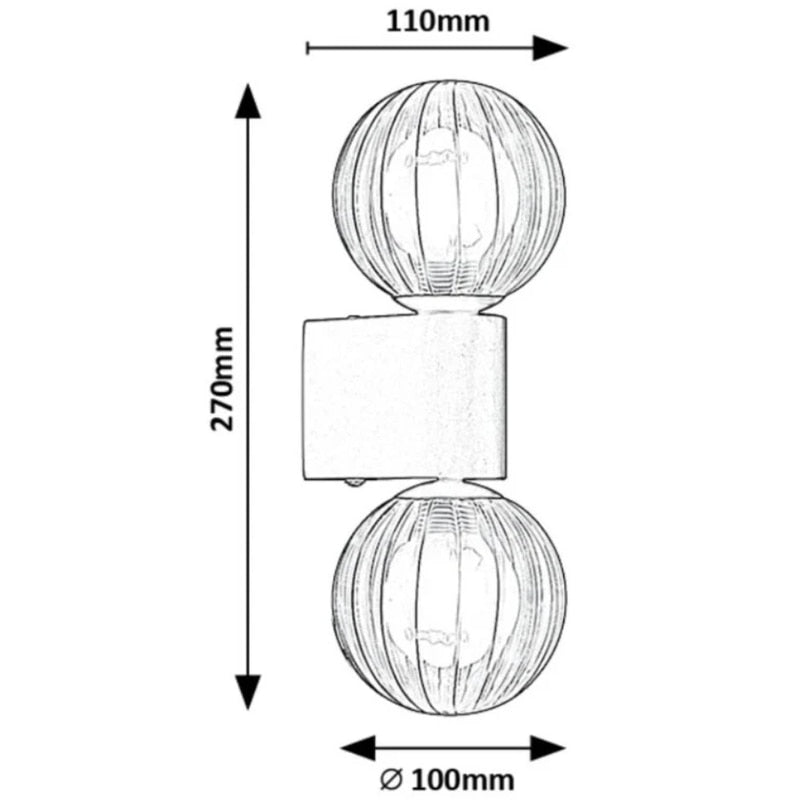 Aplica Rabalux pentru baie, 2 x G9, metal, negru, IP44, 270x100x110mm