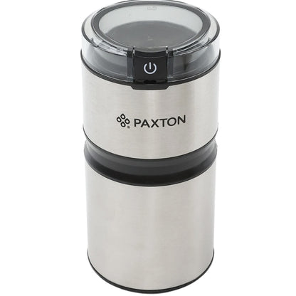 Rasnita cafea, Paxton, 150 W, 50 g, sistem depozitare cablu 0.8 metri, lame din inox, argintiu, 9.1 x 9.1 x 18.3 cm, 0.7 kg, 230V, 68 dB, clasa protectie 2, buton ON OFF