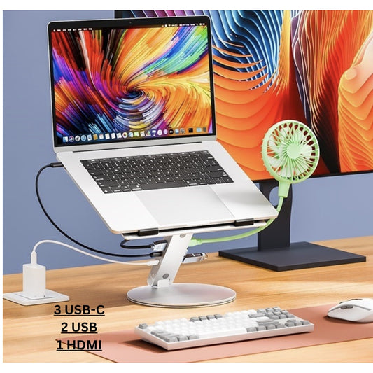 Suport laptop ergonomic NETERRA, reglabil pe înălțime, aluminiu, portabil, gri, compatibil până la 17.3 inch