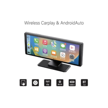 Multimedia player auto, ecran Carplay android, Apple, PNI, Bluetooth, slot card microSD, Aux in, ecran IPS tactil 10.26 inch, radio 87.5 - 108 FM transmitter, Miracast, AirPlay, camera spate, 700 g