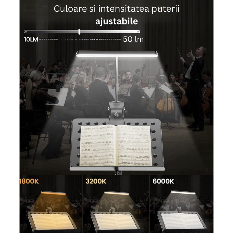 Lampa de Carte, Clips pentru Fixare, Brat flexibil 360 grade, Lumina 24 LED uri, acumulator 1000 mAh, Negru, copii, adulti, lumina focusata citit, nu deranjeaza, 24-80 ore functionare, brand NETERRA