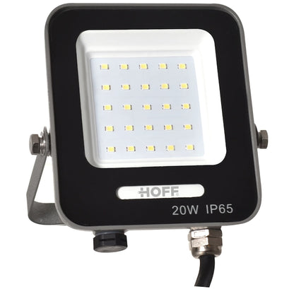 Proiector LED Hoff, 20 W, 2000 lm, lumina rece, protectie la umiditate si praf IP65, exterior si interior, 6500K