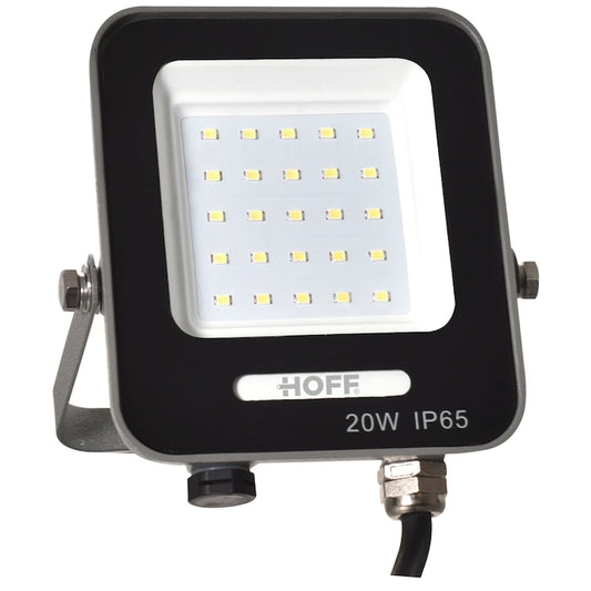 Proiector LED Hoff, 20 W, 2000 lm, lumina rece, protectie la umiditate si praf IP65, exterior si interior, 6500K