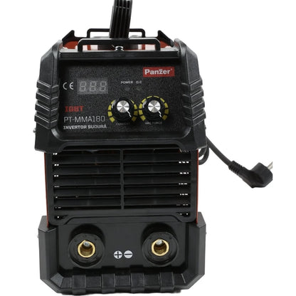 Invertor sudura MMA, Panzer, amperaj de 20 - 180 A maxim, electrozi 1.6 - 5 mm, 7.2 kW absorbit maxim, IP21S, cu accesorii: masca, cleste, cablu sudura, curea umar, perie, 230 V, tensiune in gol 70 V