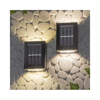 Aplica solara LED Hoff, set 2 bucati, 5 lm, lumina calda, alb, IP44, 20.000 ore, autonomie 20 de ore