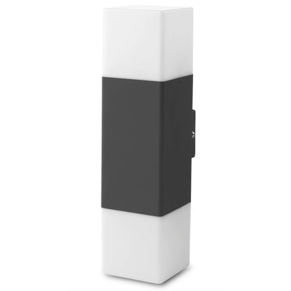 Aplica exterior Hepol, 2 x E27, gri, modern, IP54 rezistenta la exterior, 11 x 8 x 29 cm, 15 W max, gri, material structura otel inoxidabil, 2 surse