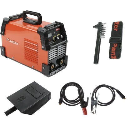 Invertor sudura MMA, Panzer, amperaj de 20 - 180 A maxim, electrozi 1.6 - 5 mm, 7.2 kW absorbit maxim, IP21S, cu accesorii: masca, cleste, cablu sudura, curea umar, perie, 230 V, tensiune in gol 70 V