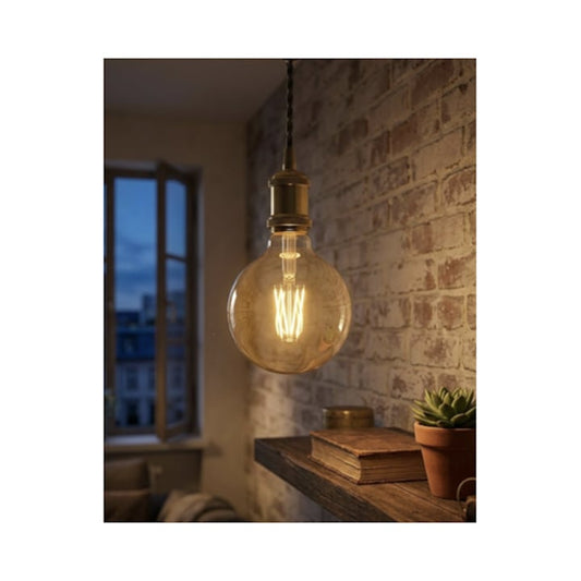 Bec LED filament Hoff glob E27 8 W 950 lm lumina calda 2500 K, auriu, dimabil, Durata medie de viata 25000 ore, Unghi lumina 360°, Temperatura de lucru: –20 °C +50 °C, consum redus de energie