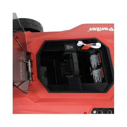 Masina de tuns iarba, Panzer, fara acumulator, motor fara perii, latime taiere 37 cm, 18 V + 18 V,  turatie 3300 rpm, 6 pozitii inaltime, sac colector 35 litri, inaltime reglabila 2.5 - 7.5 cm