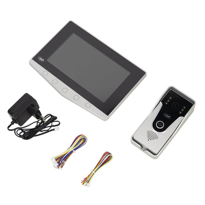 Interfon video PNI DF780 cu 1 monitor, ecran 7 inch 1080p, slot card, IP65, comanda 2 porti, inregistrare miscare eveniment, conexiune maxim 4 monitoare, 2 unitati externe si 2 camere CCTV