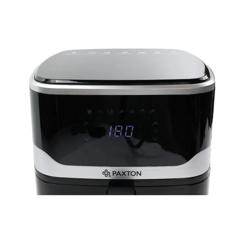 Friteuza cu aer cald, airfryer, Paxton, 1400 W, 5 litri, lumina interioara, timer, afisaj digital tactil, termostat reglabil, interval temperatura 80 la 200 grade, 7 programe, negru