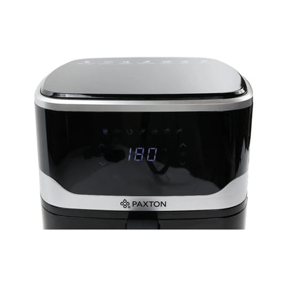 Friteuza cu aer cald, airfryer, Paxton, 1400 W, 5 litri, lumina interioara, timer, afisaj digital tactil, termostat reglabil, interval temperatura 80 la 200 grade, 7 programe, negru