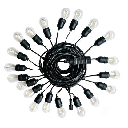 Ghirlanda luminoasa Hoff, interior, exterior, 20 x LED E27, lumina calda, 2700 K, 15 m, IP 65, durata viata 10000 h, 500 lm, 8 moduri de lumina, plug play, adaptor priza, 230 V, cauciuc + plastic