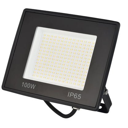 Proiector LED Hoff, 100 W, 11000 lm, lumina rece, IP65, 6500K, 220V, 0.3 m cablu, protectie exterior, 15 m distanta proiectie, aluminiu, 25.000 ore functionare