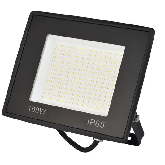 Proiector LED Hoff, 100 W, 11000 lm, lumina rece, IP65, 6500K, 220V, 0.3 m cablu, protectie exterior, 15 m distanta proiectie, aluminiu, 25.000 ore functionare