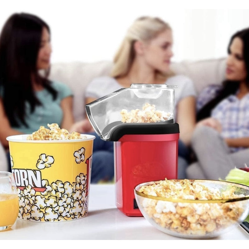 Aparat cu Aer Cald de facut Popcorn NETERRA, Gata in max. 3 min, prepararea rapida si sanatoasa, 1200W, Recipient dozator Boabe detasabil, cupa pus boabe, fara ulei, portabil, usor de depozitat, Rosu