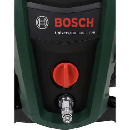 Aparat de spalat cu presiune, Bosch, 1500 W, 360 l/h, 125 bari, furtun 5 m + kit accesorii, duza 3 in 1 jet, indeparteaza murdaria persistenta pe terase, alei, masini, mobilier gradina, autoturisme