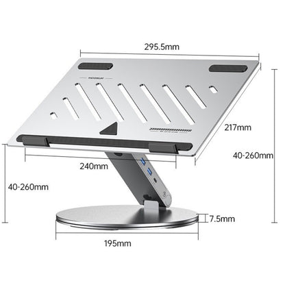 Suport laptop ergonomic NETERRA, reglabil pe înălțime, aluminiu, portabil, gri, compatibil până la 17.3 inch