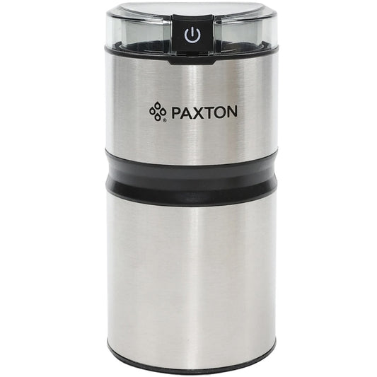 Rasnita cafea, Paxton, 150 W, 50 g, sistem depozitare cablu 0.8 metri, lame din inox, argintiu, 9.1 x 9.1 x 18.3 cm, 0.7 kg, 230V, 68 dB, clasa protectie 2, buton ON OFF