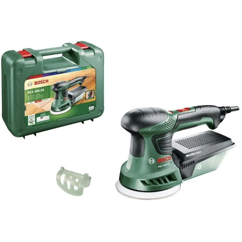 Slefuitor cu excentric, Bosch, 270 W, suprafete plate / curbate, din lemn, vopsite, lacuite si lustruite, precum si pentru gips, hartie abraziva, valiza din plastic, 24000 vibratii/ min, 230V