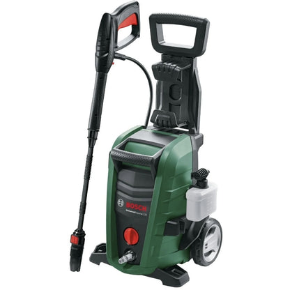 Aparat de spalat cu presiune, Bosch, 1500 W, 360 l/h, 125 bari, furtun 5 m + kit accesorii, duza 3 in 1 jet, indeparteaza murdaria persistenta pe terase, alei, masini, mobilier gradina, autoturisme