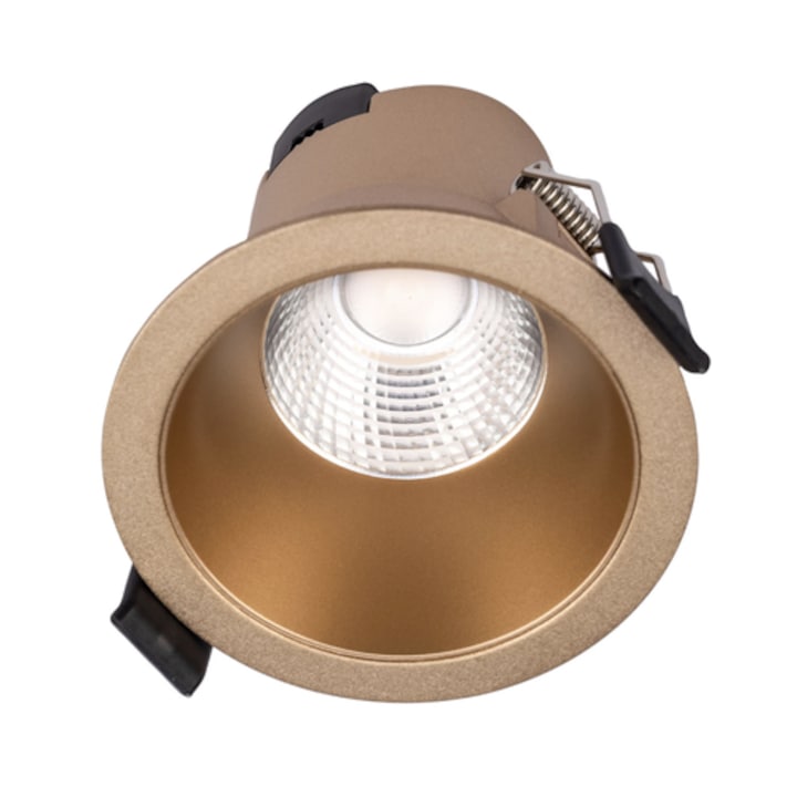 Spot LED incastrat, 6 W, 710 lm, lumina neutra, auriu mat, rotund, diametru 8.1 cm, adancime 7.9 cm, PT 70447