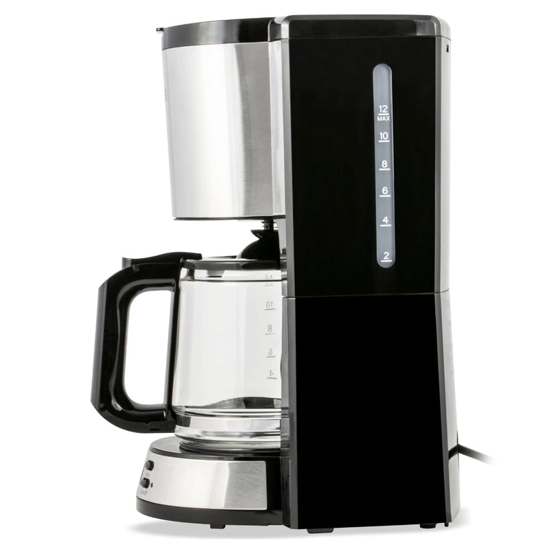 Cafetiera Zass, 1000 W, 1500 ml, capacitate 12 cesti, functie antipicurare, functie de mentinere la cald, oprire automata, programare intarziata, negru + argintiu, cablu 0.8 m, 2.57 kg, 230 V