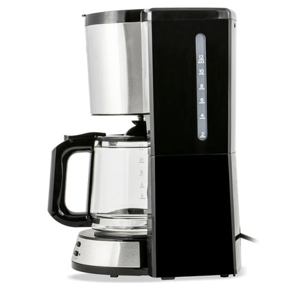 Cafetiera Zass, 1000 W, 1500 ml, capacitate 12 cesti, functie antipicurare, functie de mentinere la cald, oprire automata, programare intarziata, negru + argintiu, cablu 0.8 m, 2.57 kg, 230 V